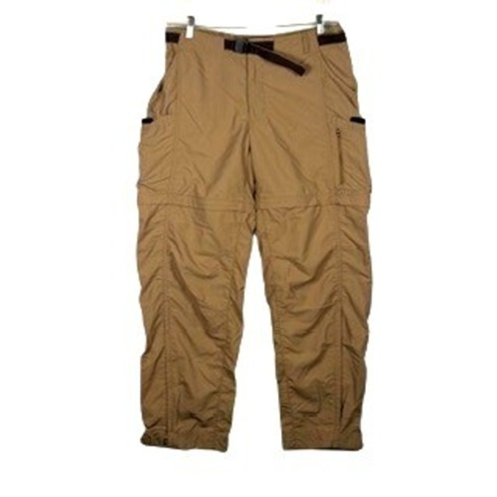 REI Womens Convertible Hiking Pants Tan Nylon Zip Off Cargo Trail Trousers 14‎